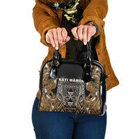 Aotearoa Kati Mamoe Shoulder Handbag Maori Brown Tribal Paua Shell Pattern DT05 One Size Brown - Polynesian Pride