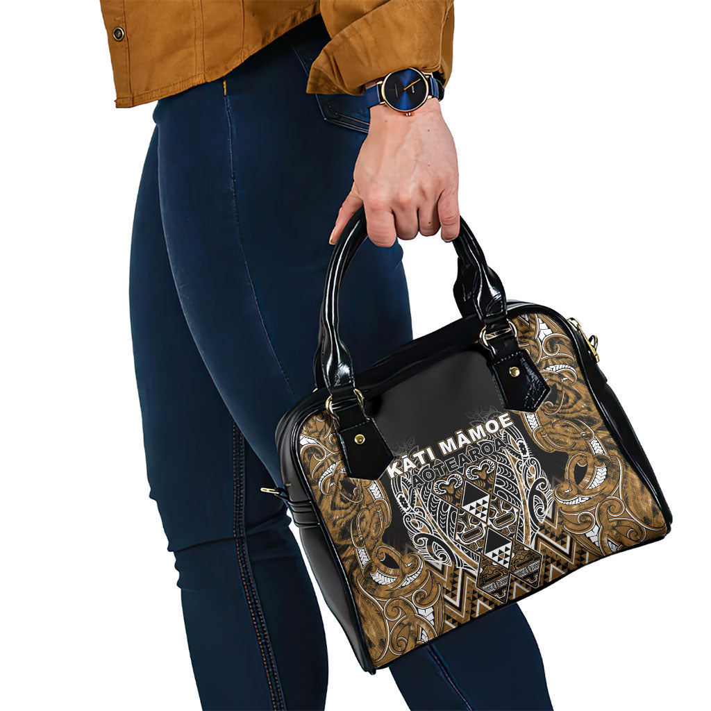 Aotearoa Kati Mamoe Shoulder Handbag Maori Brown Tribal Paua Shell Pattern DT05 - Polynesian Pride