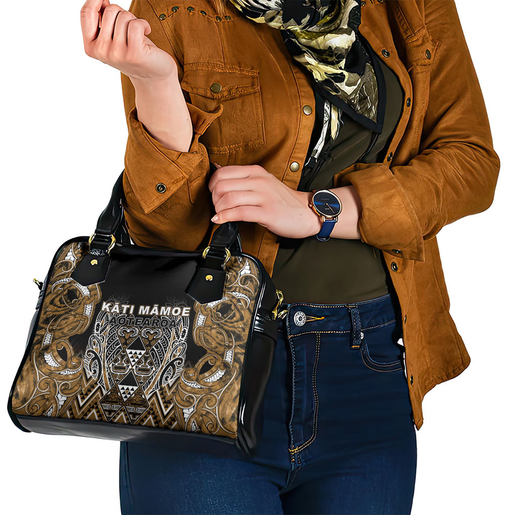 Aotearoa Kati Mamoe Shoulder Handbag Maori Brown Tribal Paua Shell Pattern DT05 - Polynesian Pride