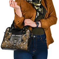 Aotearoa Kati Mamoe Shoulder Handbag Maori Brown Tribal Paua Shell Pattern DT05 - Polynesian Pride