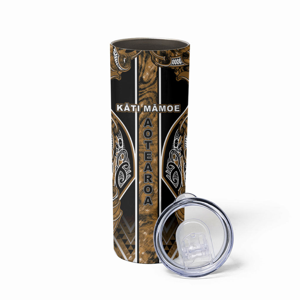 Aotearoa Kati Mamoe Skinny Tumbler Maori Brown Tribal Paua Shell Pattern DT05 - Polynesian Pride