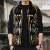 Aotearoa Kati Mamoe Sleeveless Puffer Jacket Maori Brown Tribal Paua Shell Pattern DT05 - Polynesian Pride