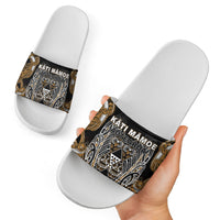 Aotearoa Kati Mamoe Slide Sandals Maori Brown Tribal Paua Shell Pattern DT05 - Polynesian Pride