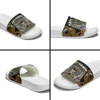Aotearoa Kati Mamoe Slide Sandals Maori Brown Tribal Paua Shell Pattern DT05 - Polynesian Pride