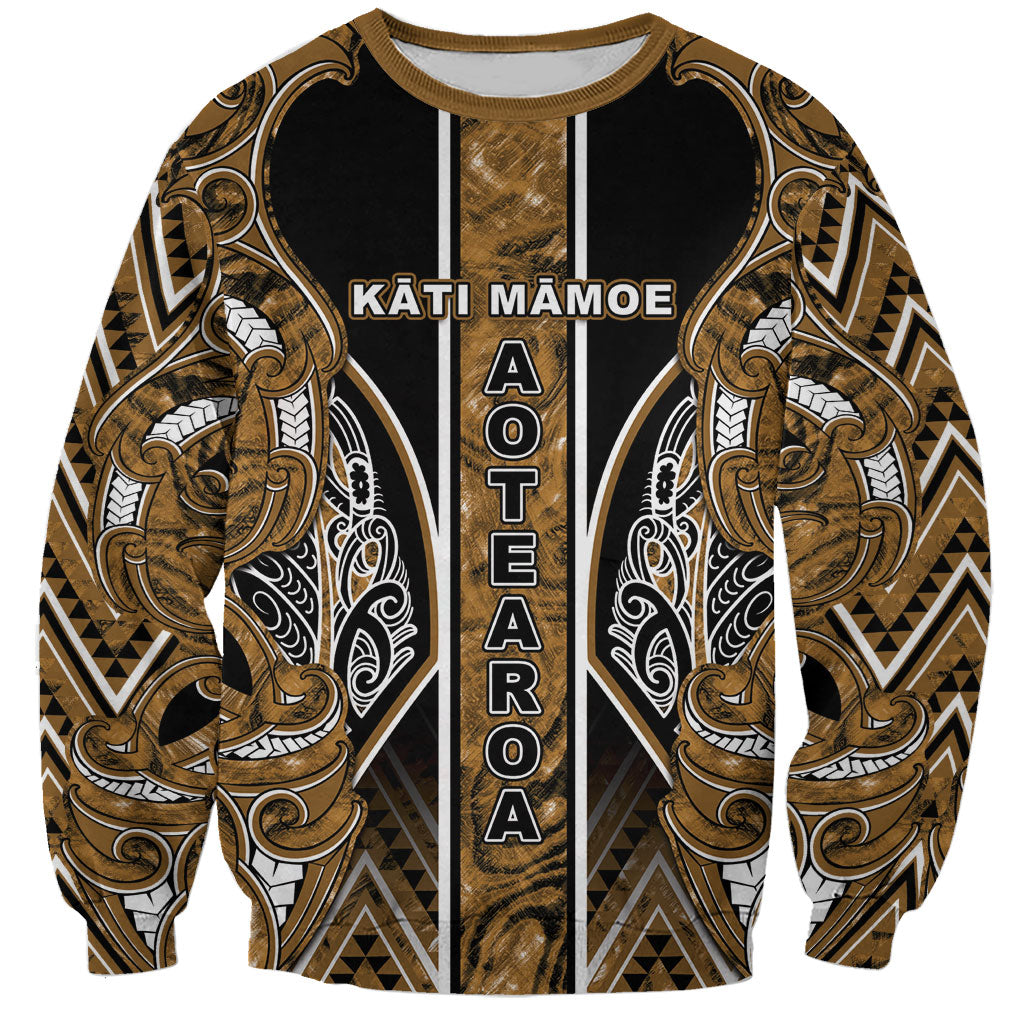 Aotearoa Kati Mamoe Sweatshirt Maori Brown Tribal Paua Shell Pattern DT05 Unisex Brown - Polynesian Pride