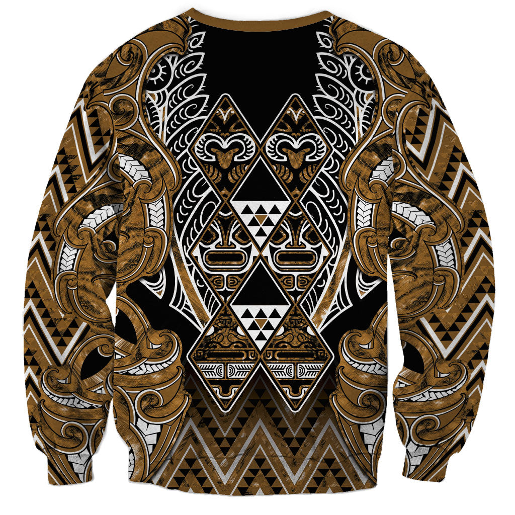 Aotearoa Kati Mamoe Sweatshirt Maori Brown Tribal Paua Shell Pattern DT05 - Polynesian Pride