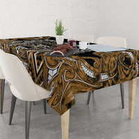 Aotearoa Kati Mamoe Tablecloth Maori Brown Tribal Paua Shell Pattern DT05 - Polynesian Pride