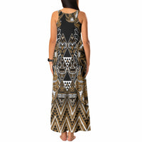 Aotearoa Kati Mamoe Tank Maxi Dress Maori Brown Tribal Paua Shell Pattern DT05 - Polynesian Pride