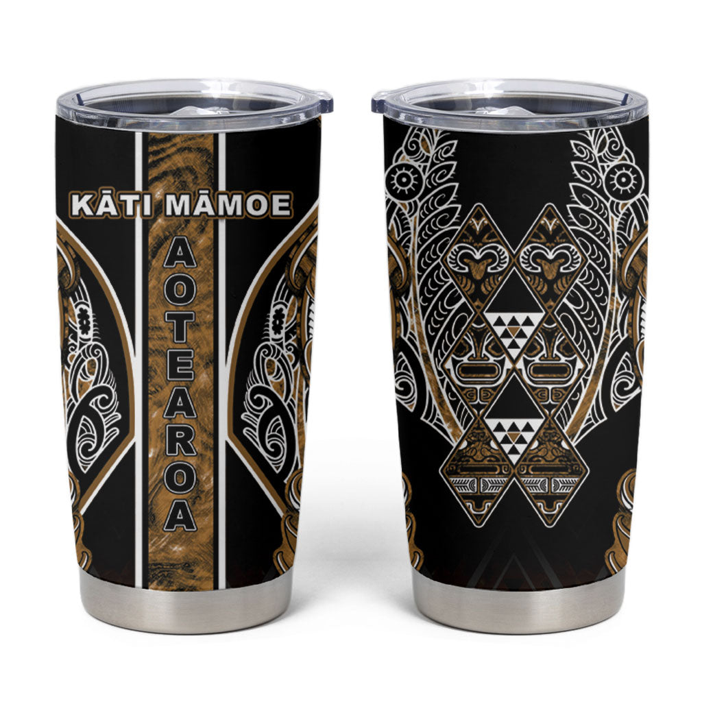 Aotearoa Kati Mamoe Tumbler Cup Maori Brown Tribal Paua Shell Pattern DT05 Brown - Polynesian Pride