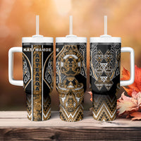Aotearoa Kati Mamoe Tumbler With Handle Maori Brown Tribal Paua Shell Pattern DT05 - Polynesian Pride