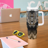Aotearoa Kati Mamoe Tumbler With Handle Maori Brown Tribal Paua Shell Pattern DT05 - Polynesian Pride