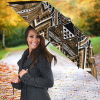 Aotearoa Kati Mamoe Umbrella Maori Brown Tribal Paua Shell Pattern DT05 - Polynesian Pride