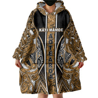 Aotearoa Kati Mamoe Wearable Blanket Hoodie Maori Brown Tribal Paua Shell Pattern DT05 - Polynesian Pride