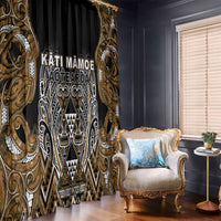 Aotearoa Kati Mamoe Window Curtain Maori Brown Tribal Paua Shell Pattern DT05 - Polynesian Pride