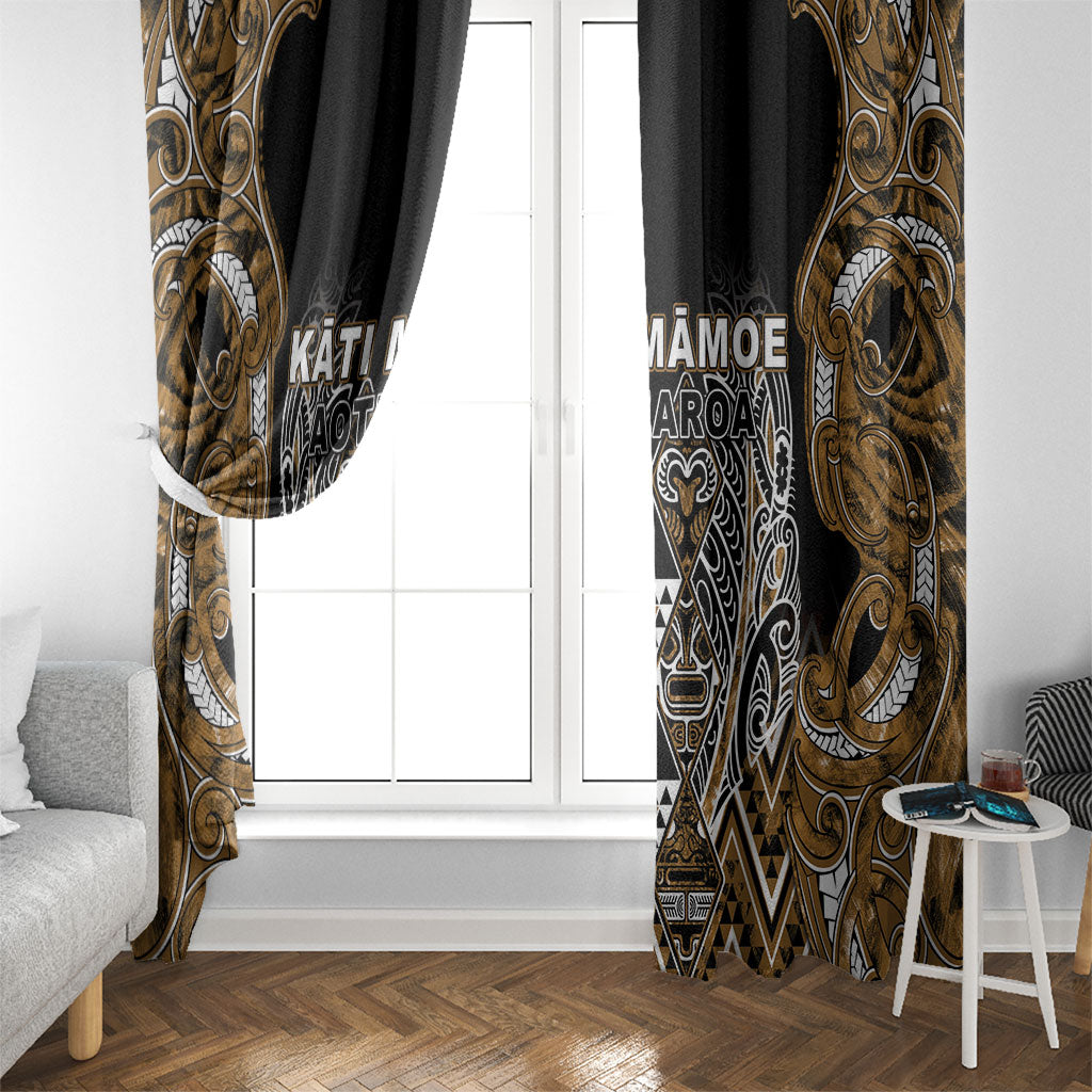 Aotearoa Kati Mamoe Window Curtain Maori Brown Tribal Paua Shell Pattern DT05 - Polynesian Pride