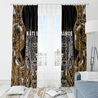Aotearoa Kati Mamoe Window Curtain Maori Brown Tribal Paua Shell Pattern DT05 - Polynesian Pride