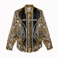 Aotearoa Kati Mamoe Women Casual Shirt Maori Brown Tribal Paua Shell Pattern DT05 - Polynesian Pride