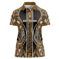 Aotearoa Kati Mamoe Women Polo Shirt Maori Brown Tribal Paua Shell Pattern DT05 Female Brown - Polynesian Pride
