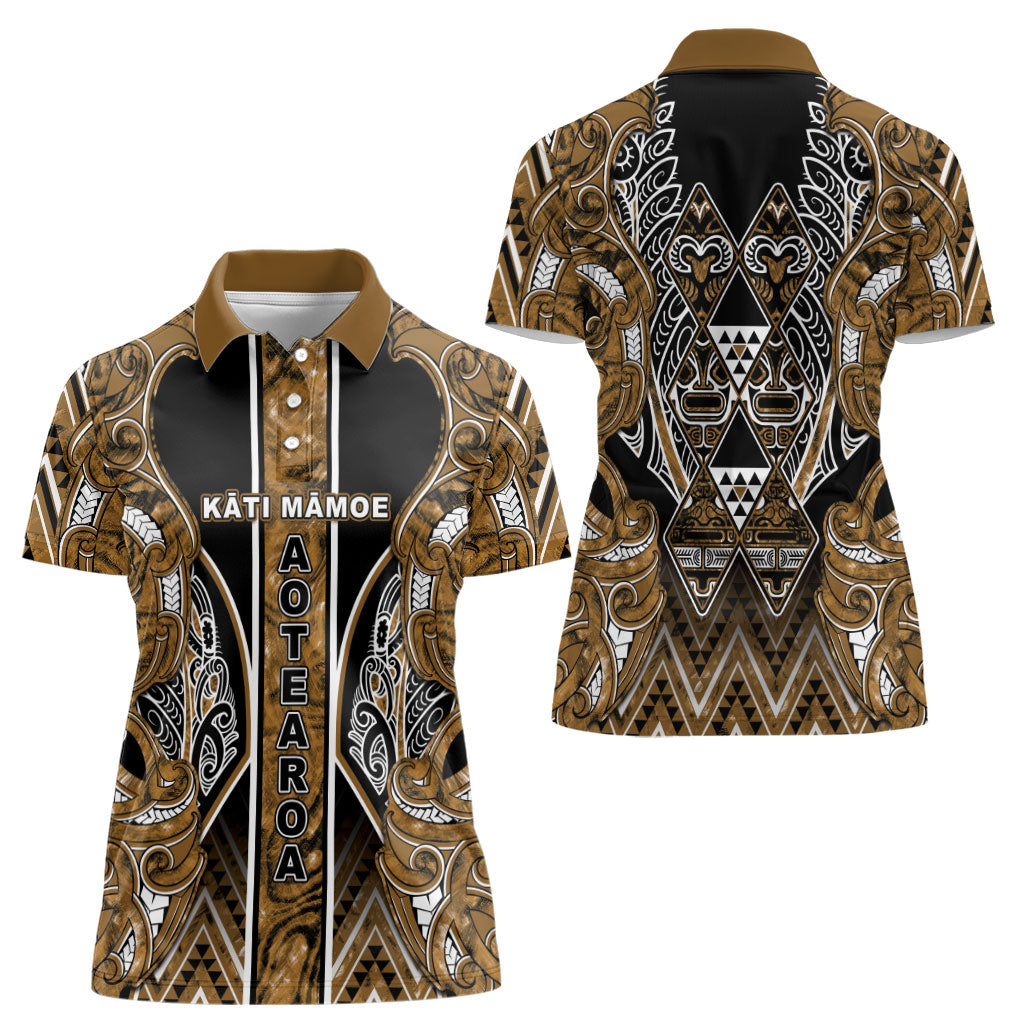 Aotearoa Kati Mamoe Women Polo Shirt Maori Brown Tribal Paua Shell Pattern DT05 - Polynesian Pride
