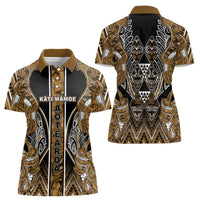 Aotearoa Kati Mamoe Women Polo Shirt Maori Brown Tribal Paua Shell Pattern DT05 - Polynesian Pride