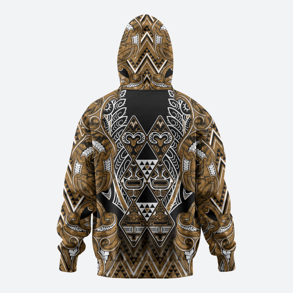 Aotearoa Kati Mamoe Zip Hoodie Maori Brown Tribal Paua Shell Pattern DT05 - Polynesian Pride