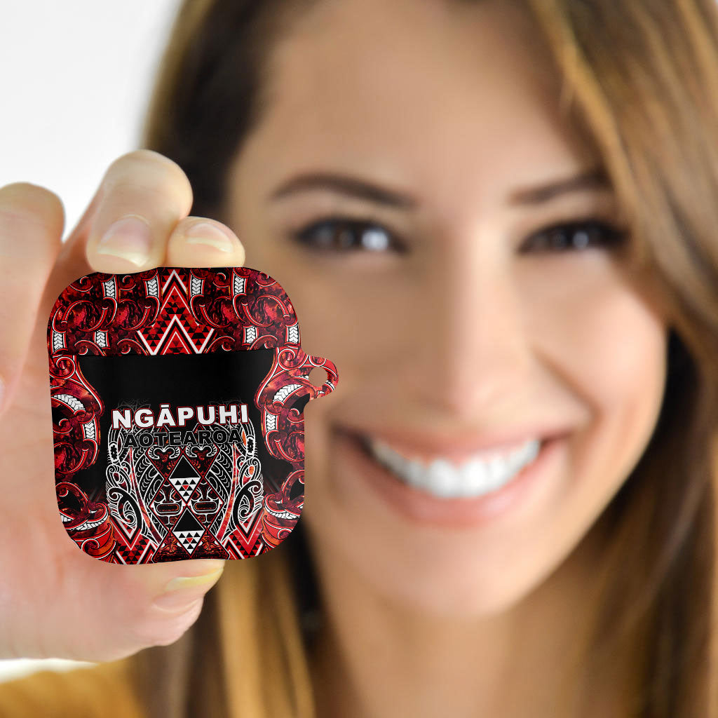 Aotearoa Ngapuhi AirPods Case Maori Red Tribal Paua Shell Pattern DT05 - Polynesian Pride