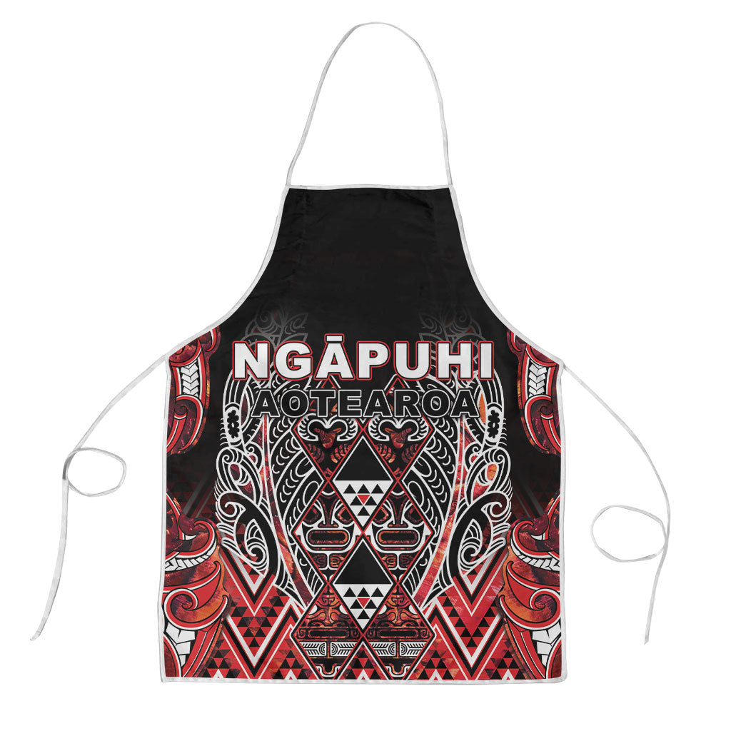 Aotearoa Ngapuhi Apron Maori Red Tribal Paua Shell Pattern DT05 Red - Polynesian Pride