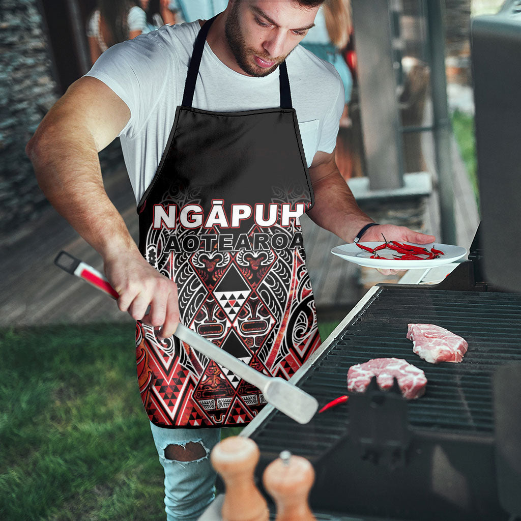 Aotearoa Ngapuhi Apron Maori Red Tribal Paua Shell Pattern DT05 - Polynesian Pride