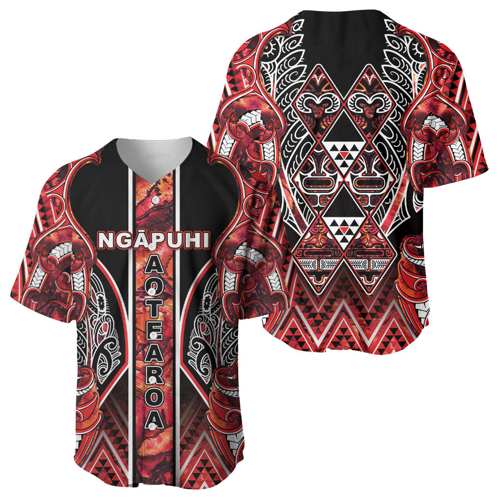 Aotearoa Ngapuhi Baseball Jersey Maori Red Tribal Paua Shell Pattern DT05 - Polynesian Pride