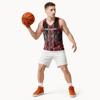 Aotearoa Ngapuhi Basketball Jersey Maori Red Tribal Paua Shell Pattern DT05 - Polynesian Pride
