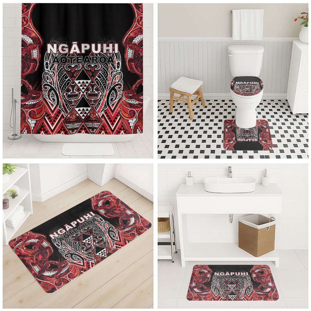 Aotearoa Ngapuhi Bathroom Set Maori Red Tribal Paua Shell Pattern DT05 - Polynesian Pride