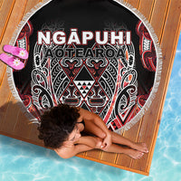 Aotearoa Ngapuhi Beach Blanket Maori Red Tribal Paua Shell Pattern DT05 - Polynesian Pride