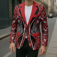 Aotearoa Ngapuhi Blazer Maori Red Tribal Paua Shell Pattern DT05 - Polynesian Pride