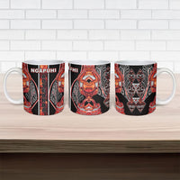 Aotearoa Ngapuhi Ceramic Mug Maori Red Tribal Paua Shell Pattern DT05 - Polynesian Pride