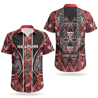 Aotearoa Ngapuhi Couples Matching Off Shoulder Short Dress and Hawaiian Shirt Maori Red Tribal Paua Shell Pattern DT05 - Polynesian Pride