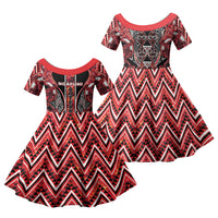 Aotearoa Ngapuhi Family Matching Long Sleeve Bodycon Dress and Hawaiian Shirt Maori Red Tribal Paua Shell Pattern DT05 Daughter's Dress Red - Polynesian Pride