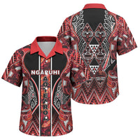 Aotearoa Ngapuhi Family Matching Long Sleeve Bodycon Dress and Hawaiian Shirt Maori Red Tribal Paua Shell Pattern DT05 Son's Shirt Red - Polynesian Pride