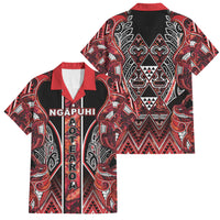 Aotearoa Ngapuhi Family Matching Mermaid Dress and Hawaiian Shirt Maori Red Tribal Paua Shell Pattern DT05 Dad's Shirt - Short Sleeve Red - Polynesian Pride
