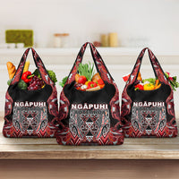 Aotearoa Ngapuhi Grocery Bag Maori Red Tribal Paua Shell Pattern DT05 3-pack One Size Red - Polynesian Pride