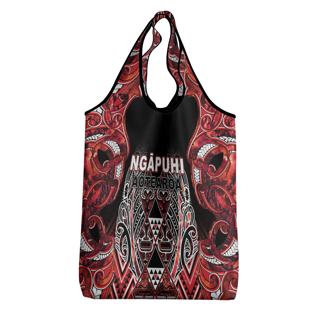 Aotearoa Ngapuhi Grocery Bag Maori Red Tribal Paua Shell Pattern DT05 - Polynesian Pride