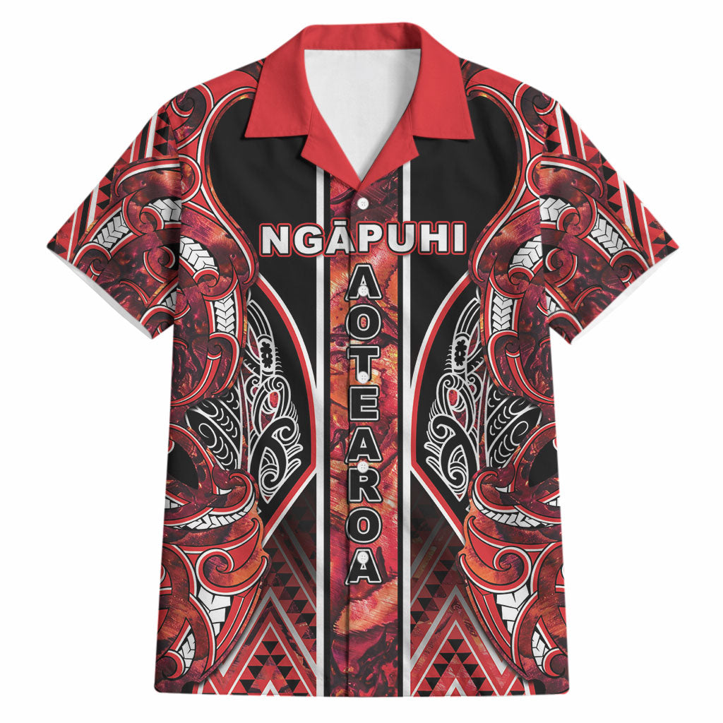 Aotearoa Ngapuhi Hawaiian Shirt Maori Red Tribal Paua Shell Pattern DT05 Red - Polynesian Pride