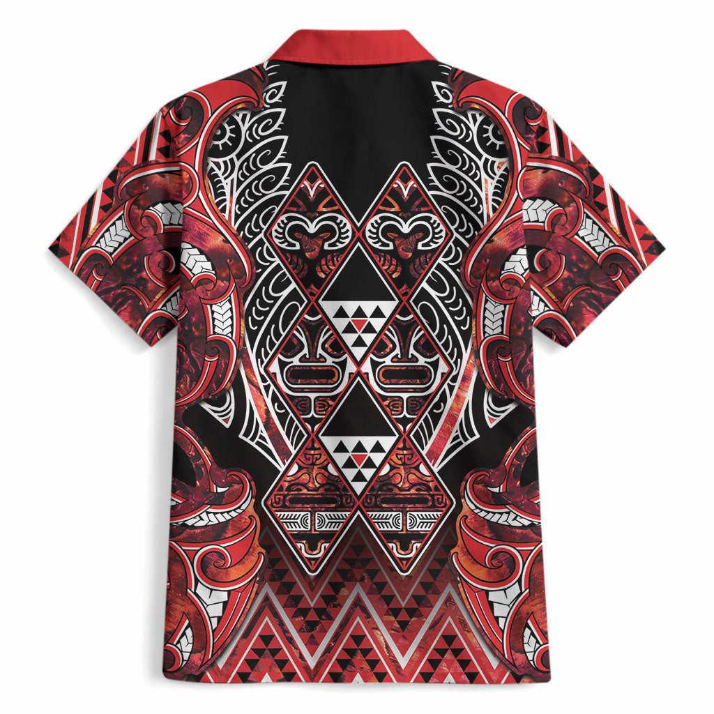 Aotearoa Ngapuhi Hawaiian Shirt Maori Red Tribal Paua Shell Pattern DT05 - Polynesian Pride