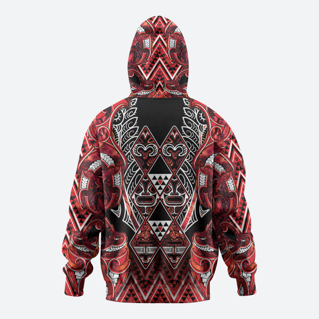 Aotearoa Ngapuhi Hoodie Maori Red Tribal Paua Shell Pattern DT05 - Polynesian Pride