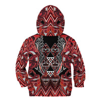 Aotearoa Ngapuhi Kid Hoodie Maori Red Tribal Paua Shell Pattern DT05 - Polynesian Pride