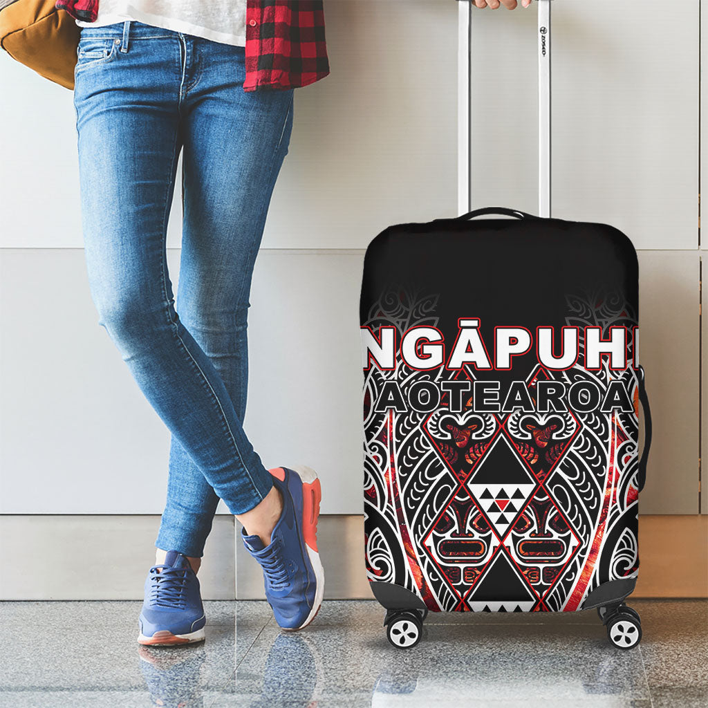 Aotearoa Ngapuhi Luggage Cover Maori Red Tribal Paua Shell Pattern DT05 - Polynesian Pride