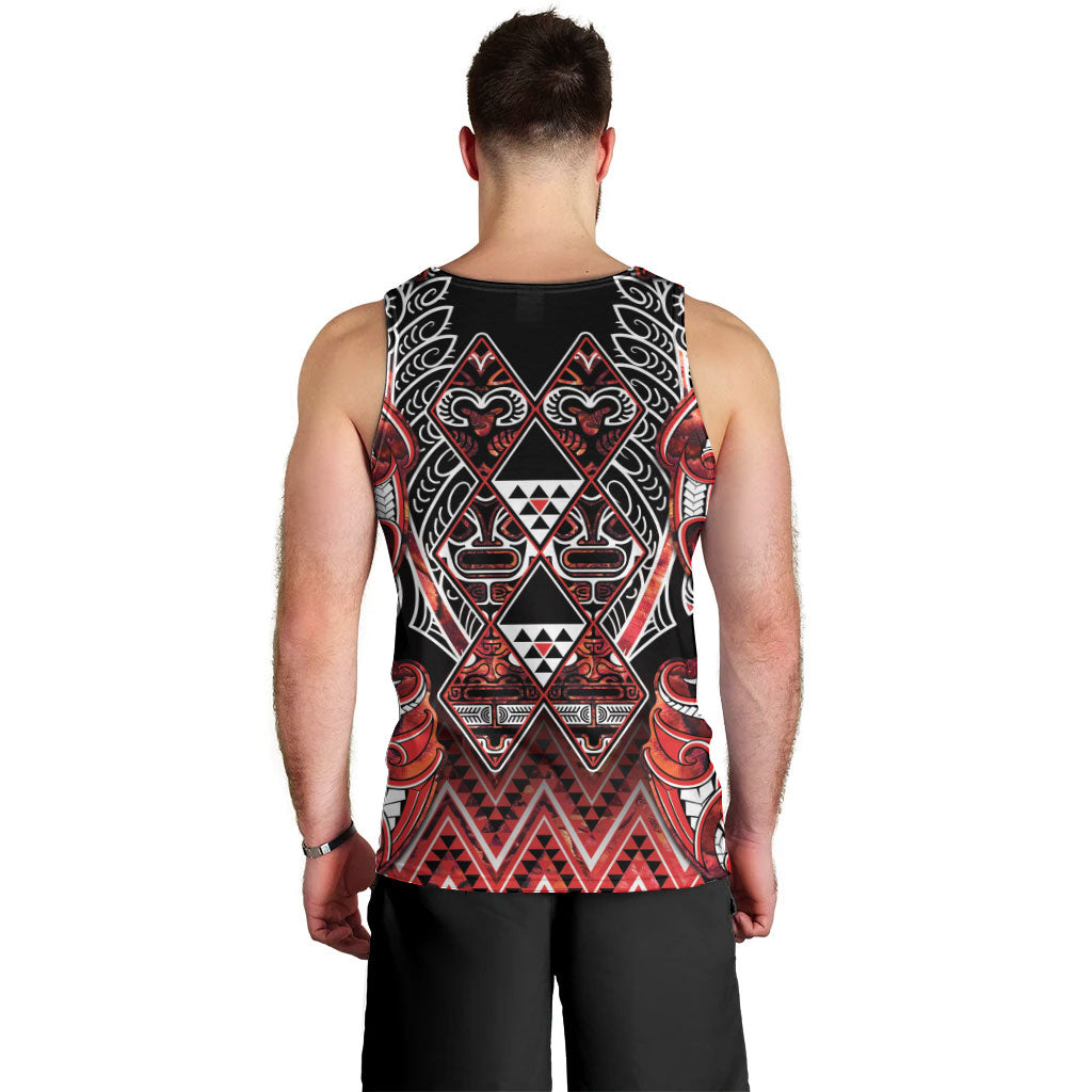 Aotearoa Ngapuhi Men Tank Top Maori Red Tribal Paua Shell Pattern DT05 - Polynesian Pride