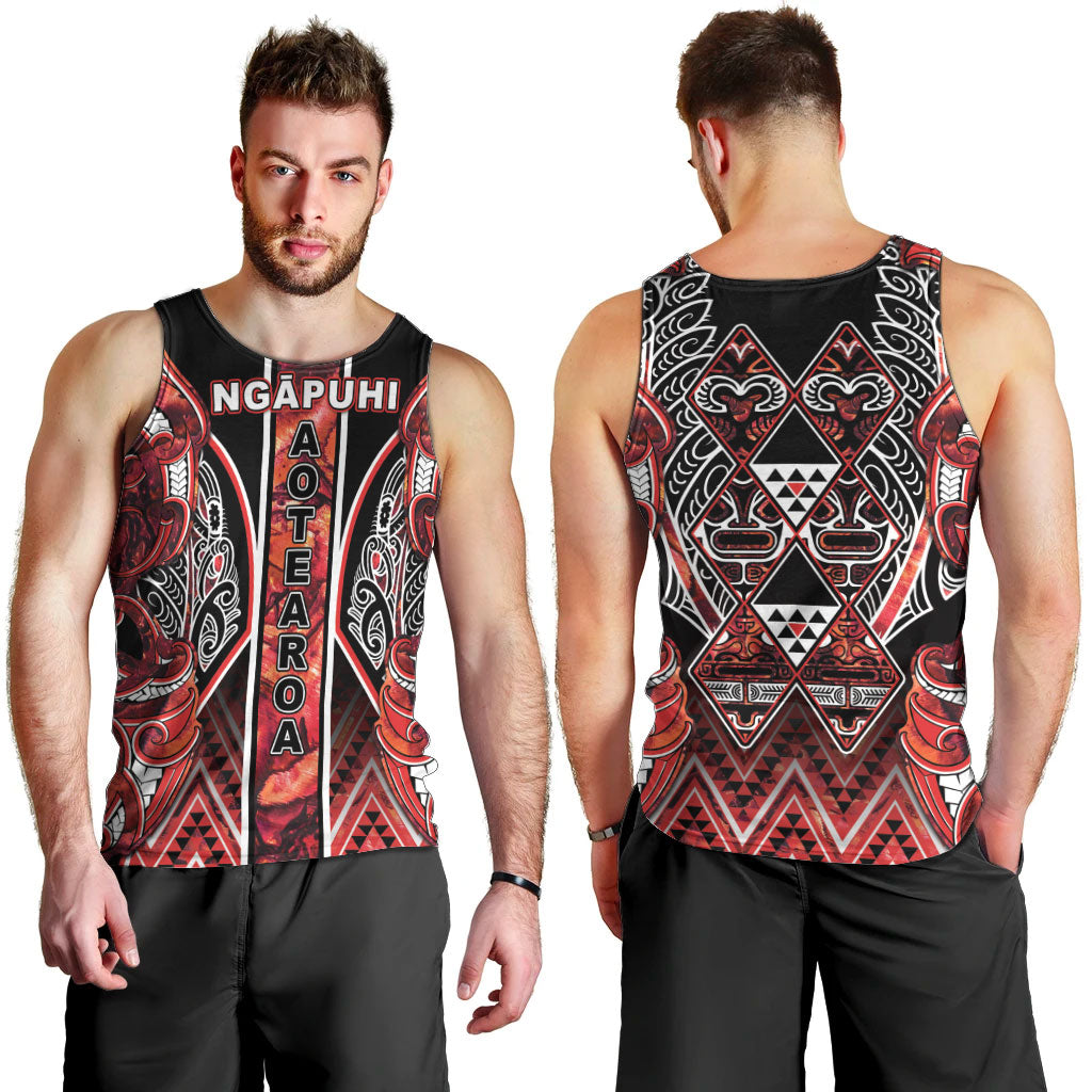 Aotearoa Ngapuhi Men Tank Top Maori Red Tribal Paua Shell Pattern DT05 - Polynesian Pride