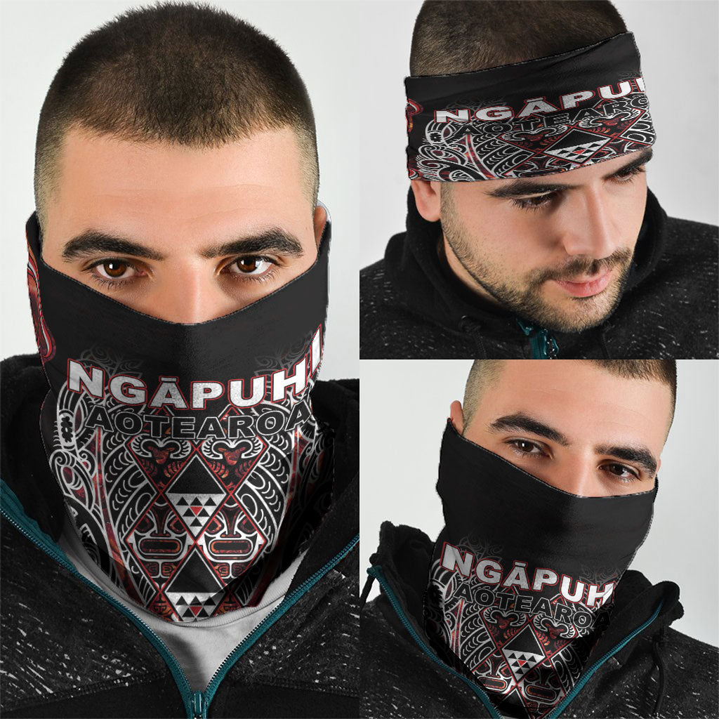 Aotearoa Ngapuhi Neck Gaiter Maori Red Tribal Paua Shell Pattern DT05 - Polynesian Pride
