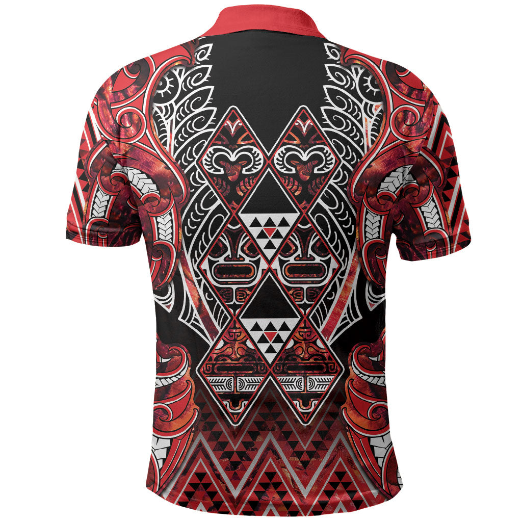 Aotearoa Ngapuhi Polo Shirt Maori Red Tribal Paua Shell Pattern DT05 - Polynesian Pride