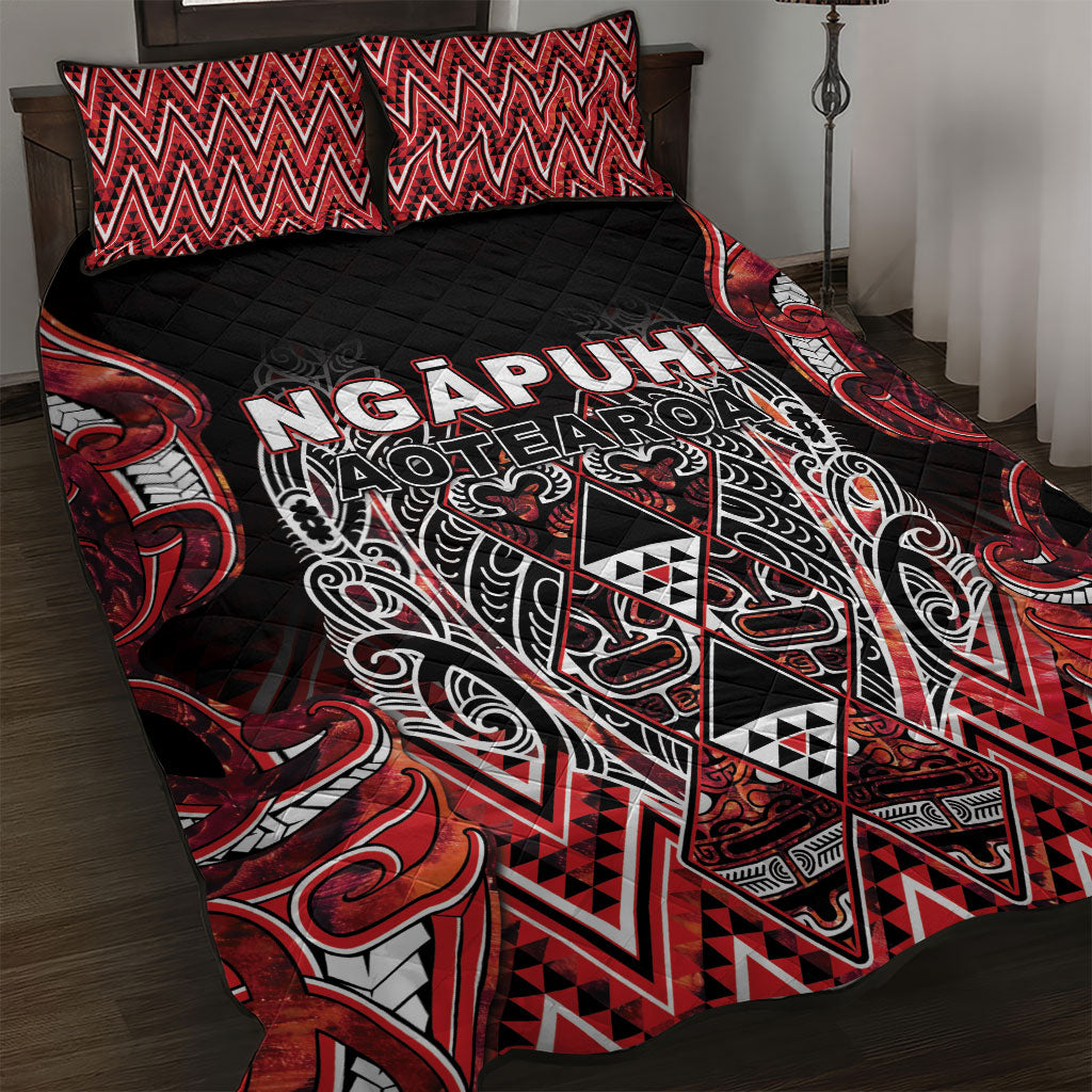 Aotearoa Ngapuhi Quilt Bed Set Maori Red Tribal Paua Shell Pattern DT05 Red - Polynesian Pride